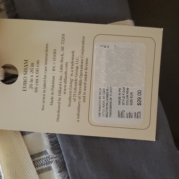 Linen Cotton Fringe Shams Shabby Chic Gray Striped Coastal Cottagecore Set of 2 - Picture 5 of 6